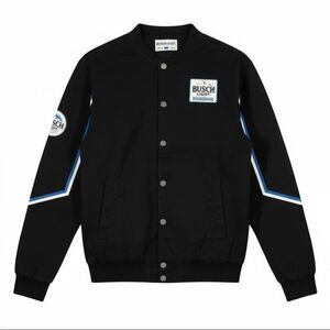 Busch Light Racing Jacket Snap Closure Black W/Busch Logo Size XXLarge NWT